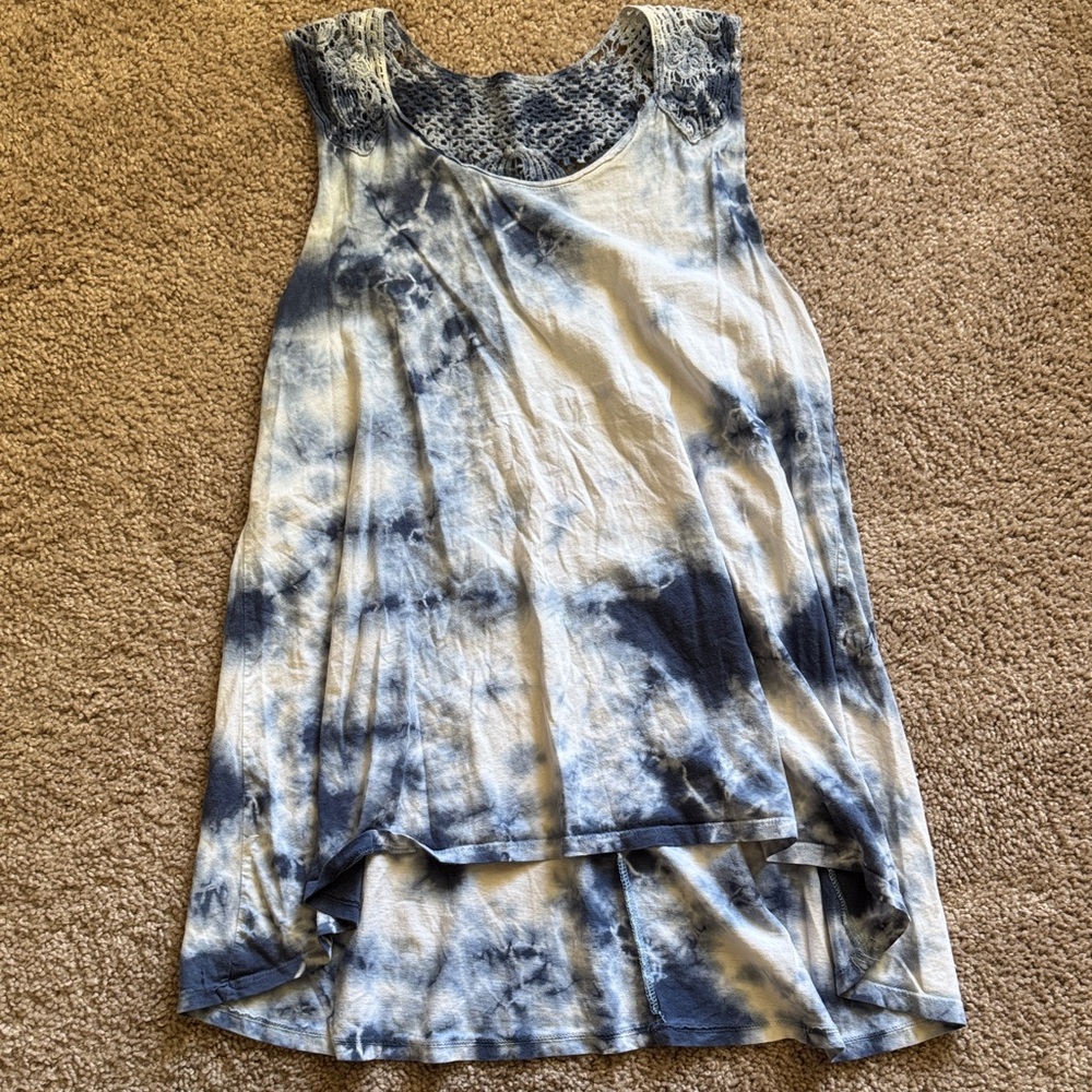 American Age Navy and White Tie-Dye Tank Top